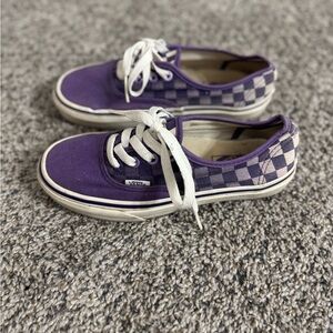 Vans Purple and White Checkerboard Low-Top Sneakers